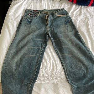 Distressed Blue Jeans